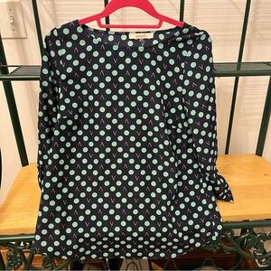 Pomelo top cute for work size S blue aqua turquoise teal polka dot pattern